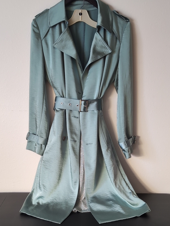 INC International Concepts Jackets & Blazers - Satin Trench Coat in Teal